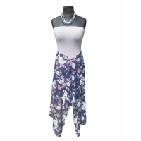 Wzorzysta spódnica plażowa chusta PAREO L/XL różowe kwiaty